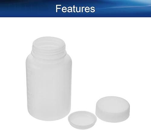 Vista 3 de Bettomshin 1 botella de plástico PE de 3.4 fl oz (grado alimenticio), botella de reactivo de laboratorio de boca ancha, recipiente de almacenamiento