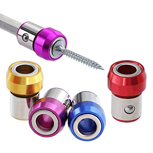 A-XINTONG 4PCS Screwdriver Head Magnetic Ring, Universal 1/4 inch 6.35mm Removable Magnetizer Ring Magnetic Driver Hex Electric Screwdriver Bit Strong Magnetizer