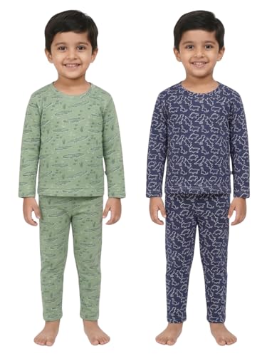 Image of The Mom Store Kids Cotton Night Suit for Boys and Girls | Breathable Night Dress for Kids Boys and Girls | Printed Nightsuit Pajama Set | Comfortable All-Season Sleepwear for Daily Use | Combo Set