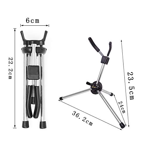 Btuty Sopran Saxophon Ständer Faltbarer Saxophon Metall Bodenständer Halter mit Tragetasche