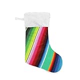 xigua 2 Pack Christmas Stocking, Mexican Serape Blanket Stripes Xmas Stockings Fireplace Decoration Hanging Ornament 17.7 Inch