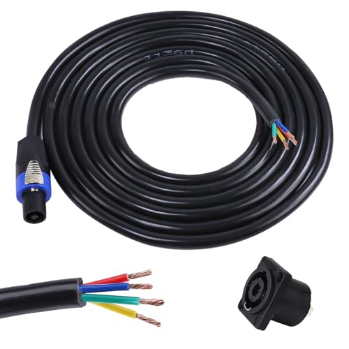 Câble Speakon vers fil nu 12 AWG haute fidélité avec connecteur châssis NL4MP