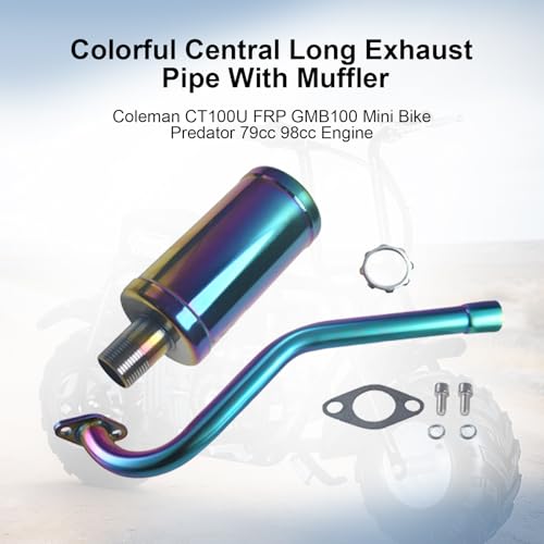 Image of Central long Exhaust Pipe With Muffler For Predator 79cc 98cc 3HP Coleman CT100U Mini bike FRP GMB100 Mini bike Colorful