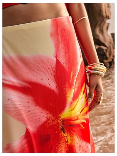 Women's Floral Skirt Summer Vacation Drop Waist Boho Long Skirts4