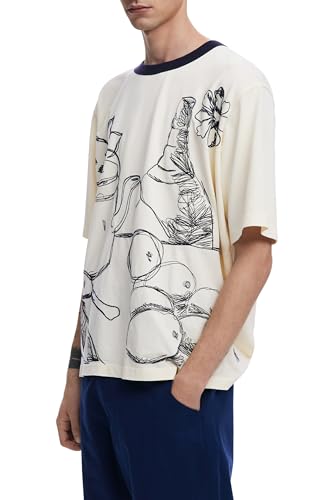 Desigual Man Top 1 Color, 1001 Crudo, L