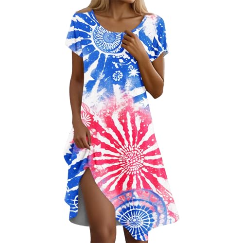 USA Dress Festival Graphic Dressy Casual Independence Day Lounge Fashion Maternity 4th of July Outfits for Women Plus Size Vestidos De Verano para Mujer 2025 Deep Red