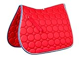 Roma Circle Quilt All Purpose Saddle Pad, Red Orange/White/Dark Denim, Full