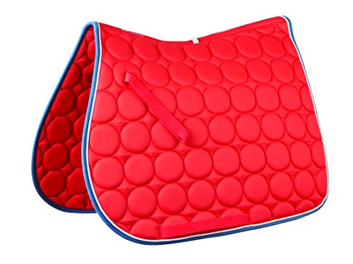Roma Circle Quilt All Purpose Saddle Pad, Red Orange/White/Dark Denim, Full