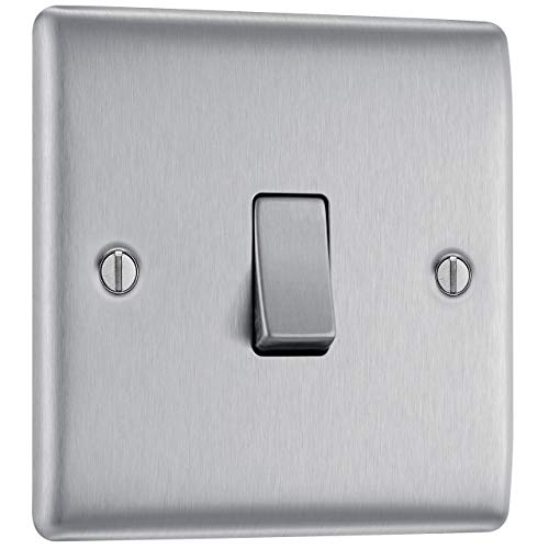 Price comparison product image BG Electrical NBS12-01 Single Light Switch,  Brushed Steel,  2-Way