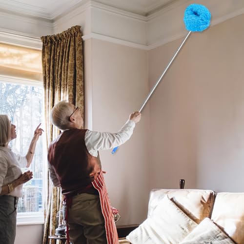 Image of Ceiling Fan Cleaner Duster Reusable Microfiber Ceiling Fan Blade Cleaner from 13 to 50 Inch Removable Duster with Extension Pole Hanging Ceiling Fan Cleaner for Cleaning Walls Furniture Door Window
