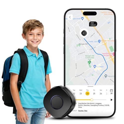 LNCOON Tracker GPS personale per bambini, anziani e cani, zaino mini localizzatore GPS portatile per auto con cinghia e clip per lo zaino, pulsante SOS richiesto abbonamento