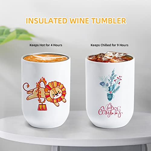 Agh Sublimation Blanks Wine Tumblers 12Oz Straight Tumblers, 25 Pack Stainless Steel Double Wall Vacuum Insulated Tumblers #TOP4