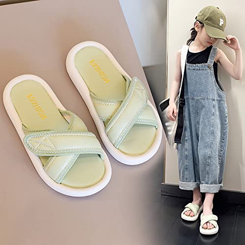 Girls Solid Color Sliders Open Toe Adjustable Flat Slippers Fashion Summer Slippers Non-Slip Slide Sandals Beach Shoes2