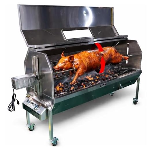 52" Charotis Propane/Charcoal 50W motor,100% Stainless Steel BBQ rotisserie for whole pig, lamb, goat - Model SSGC1
