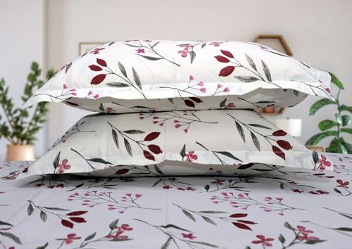 Image of Super Bedzz by Prihaal Decor Cotton Double Size Bedsheet with 2 Pillow Cover Size:108x108 (Pink 6) bedsheet for Double Bed, Cotton Double bedsheet, Suitable for Bedroom, Gift Set