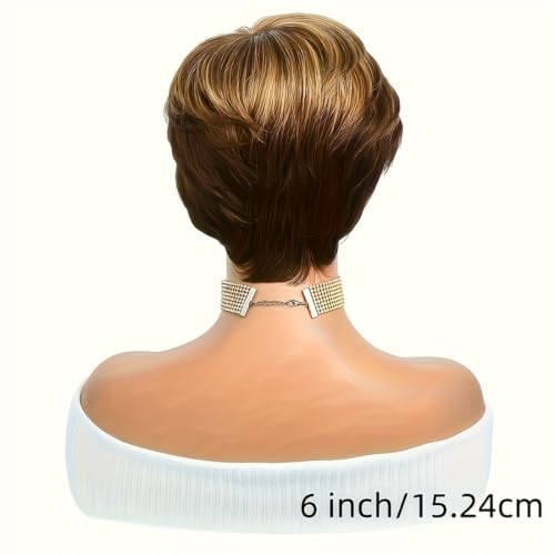 Solution cheveux clairsemés : perruque 6 pouces avec frange balayage P4/27 - 2