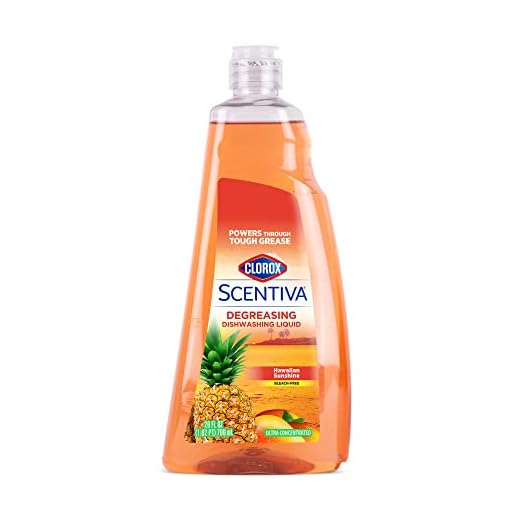 Clorox Scentiva Dish Soap, Great Smelling Dishwashing Liquid Cuts Through Tough Grease Fast, Quick Rinsing Formula Washes Away Germs, A Powerful Clean You Can Trust, Hawaiian Sunshine, 26 Ounces