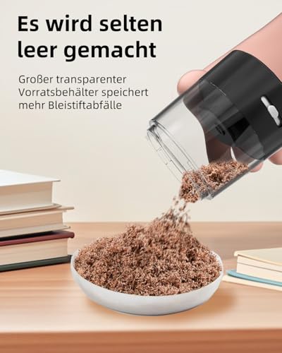 ZMOL Elektrischer Anspitzer (Pencil Sharpener) - Kompaktes, batteriebetriebenes Gerät zum schnellen Radieren von Nr.2 - Stiften und Farbstiften (6-8mm), ideal für Kinder, Schule, Büro und Zuhause.