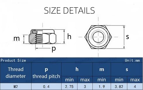 NutSelf-lock Nut, Stainless Steel SS304 Locknut Hex Nut Hexagon Locknuts with Nylon Insert, Prevent Vibration Loosening - Image 2