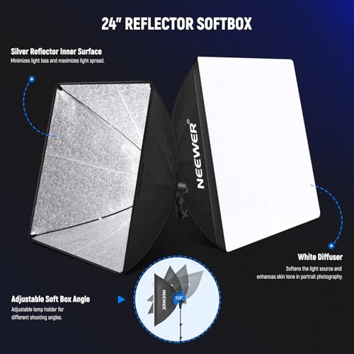 NEEWER Photography Lighting Kit with Backdrops,8.5x10ft Backdrop Stands,5700K 800W Equivalent 24W LED Umbrella Softbox Continuous Lighting,60cm Light Reflector, Photo Studio Equipment for Video Shoot