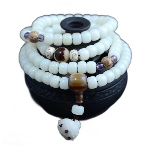 108 perles en jade blanc chapelet de prière de bouddha pour méditation