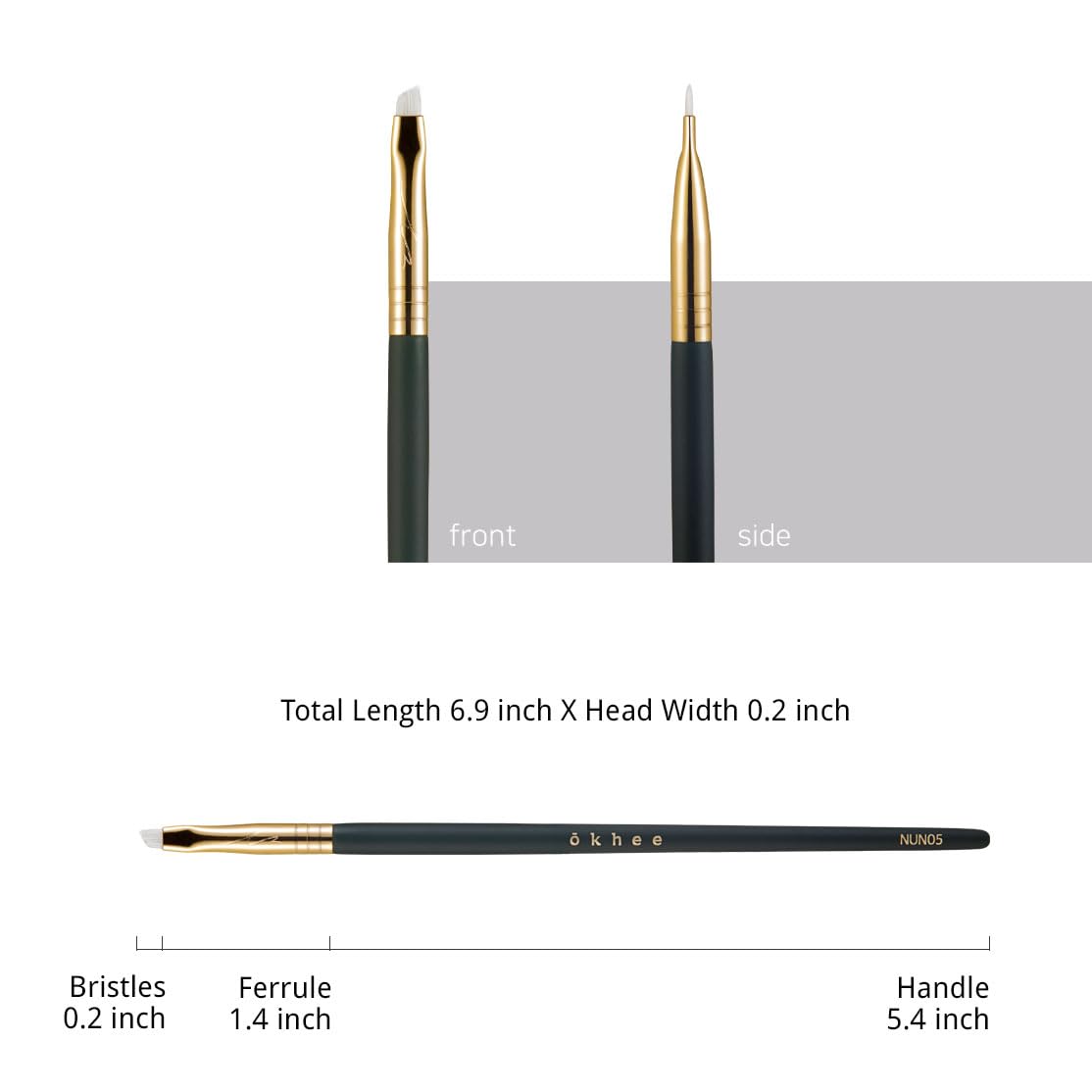 SOO ADOR okhee Edge Eye Brush NUN05 – Professional Korean Eye Makeup Brush, Slim Angled Precision Brush for Defining Eye Edges, Under Eye Shadow, Outer Corner & Soft Eyeliner - Image 4