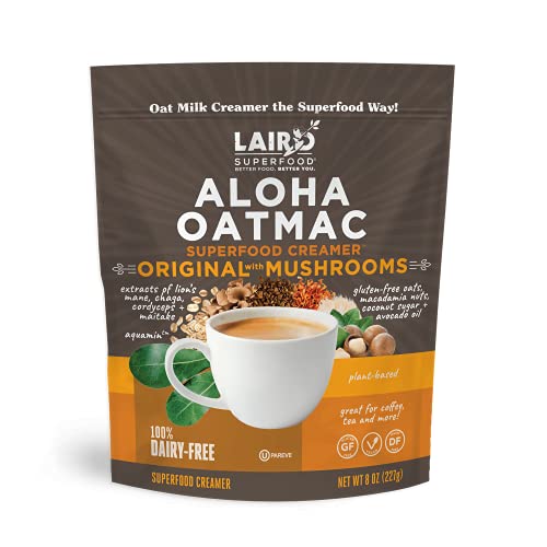 Image of Laird Superfood Aloha OatMac Original Coffee Creamer with Functional Mushrooms Chaga, Cordyceps, Lion's Mane and Maitake, Gluten Free, Non-GMO, Vegan, 8 oz. Bag, Pack of 1