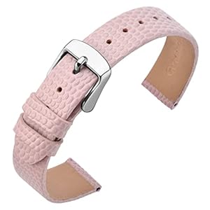 Annefit Horlogebandjes van 10, 12, 13, 14, 15, 16, 18 en 20 mm met hagedistextuur voor dames, lederen vervangingsbandje