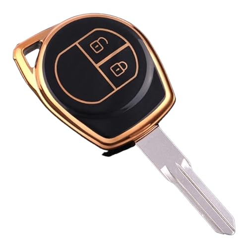 Image of TPU Car Key Cover Black&Golden Fit for with Suzuki Swift, Baleno, Wagonr, Alto, Brezza, Dzire, Ertiga, Celerio, S-presso, Ignish, Ciaz, S-Cross, XL-6, Fronx, Jimny(Suzuki, 2 Button R Key)