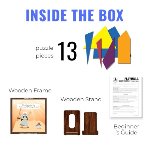 Image of Wooden Puzzle Game for Kids | Brain Booster IQ & Fidget Challenge | Archimedes Square with 500+ Solutions | STEM Educational Travel & Birthday Gift Toy for Boys & Girls