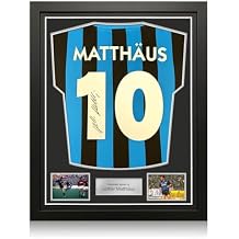 Lothar Matthaus Signed Inter Milan 1990 Home Soccer Jersey. Standard Frame