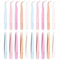 WOLMIK 20 Stück Pinzette Kunststoff, Antistatische Plastik Pinzette Set, Vielseitige und praktische Pinzette Basteln - für Elektronik, Schmuckherstellung, Modellbau