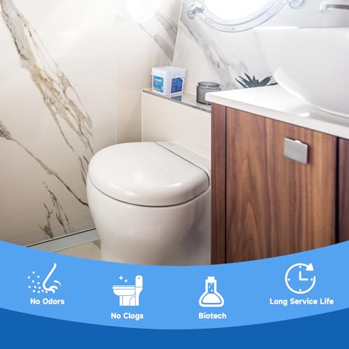 PAULINN RV Toilet Treatment Drop Ins, 50 Packs Holding Tank Deodorizer for RV Black & Grey Water Tank Camper Marine Boat Camping Portable Porta Potty Chemicals Break Down Waste, Septic Tank Safe, Blue - Thumbnail 2