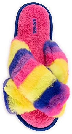 MUK LUKS LUKEES Women's Lara Slippers,Fuchsia Rainbow Multi,S | Image 1