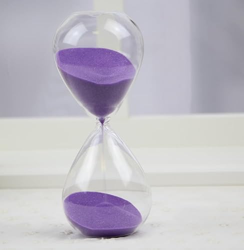 Miniatura 3 de Falytemow Reloj de arena, temporizador de arena de vidrio, reloj de arena para cocina, cepillado de dientes, enseñanza escolar (morado, 60 minutos)