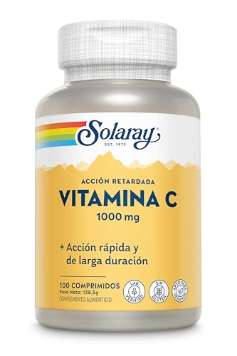 SOLARAY Vitamin C 1000mg | Con Escaramujo Y Acerola | Acción Retardada| Sin Gluten | Apto Para Veganos | Comprimidos, One size, Vanilla, 100 Unidad