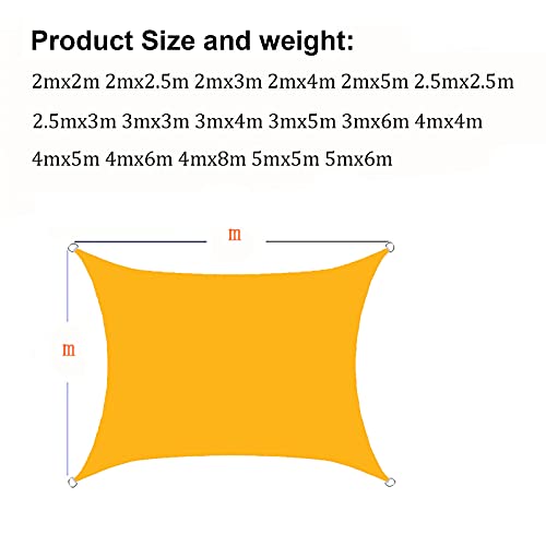 Voile d'ombrage imperméable rectangulaire jaune pour extérieur