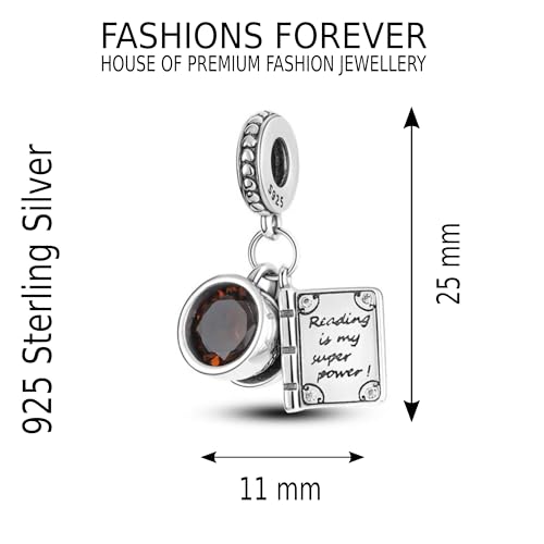 Charm colgante de plata de ley 925 con taza de café libro y circonitas para pulsera Pandora 2