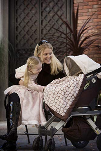 Swaddledesigns Cozy Stroller Blanket, Brown Mod Circles On Pastel Pink With Satin Trim #TOP5