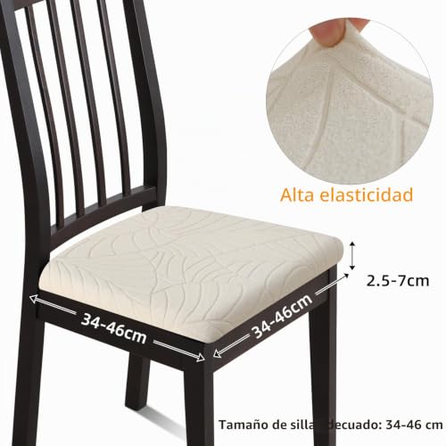 Miniatura 5 de Fuloon Fundas Sillas, Pack De 4 Fundas Sillas Ajustables Impermeable,Fundas Para Sillas De Comedor Fácil De Instalar Super Suave Lavables