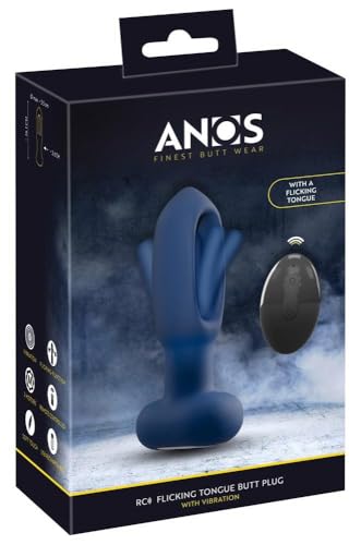 Anos RC Flicking Tongue Butt Plug Vibrateur Blue 14,1 cm