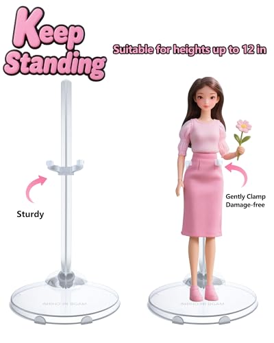 Image of 12 Pcs Adjustable Doll Stands - Transparent & Lightweight Display Rack for Dolls, Action Figures & Monsters