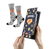 soxo Super Papa Calcetines Hombre Divertidos Algodon Regalos Originales Regalo Padre 40-45 Super papa