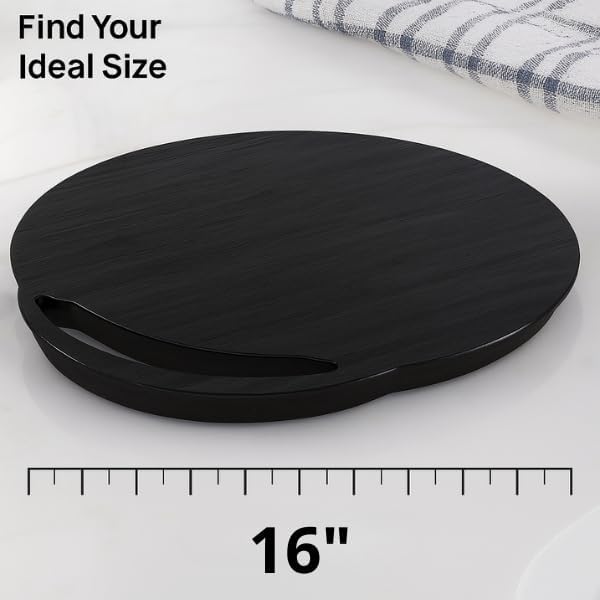 ibyx elegant round sliding tray for your pressure cooker, air fryer & heavy kitchen appliances - sturdy, slides easily from under the cabinet (black, 16”) black 16" round