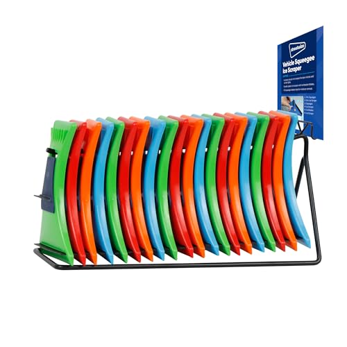 Streetwize - Pack of 1 Heavy Duty Ice Scraper/Squeegee | Removable Mini Scraper For Wing Mirrors | Windscreen Anti-Scratch, Frost Remover, De-Icer | Colour May Vary SWPBS2