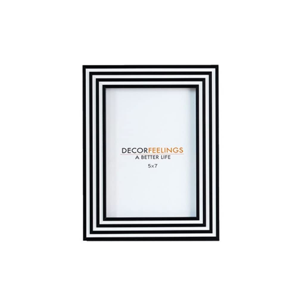 Cadre photo en bois massif noir et blanc 6 pouces pour table chic