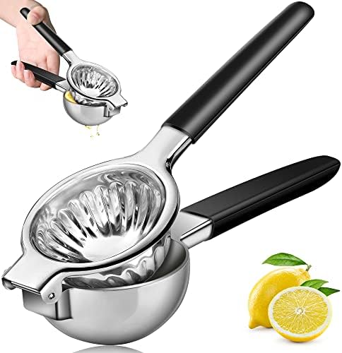 Vakoo Lemon Squeezer, Premium Quality Stainless Steel Squeeze Out Every Drop Of Juice, Max Extraction Most Juice Hand Press Lime Citrus Squeezer, Black