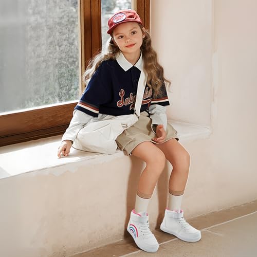 Girls High Top Sneaker Non Slip Casual Walking Lightweight Lace Up Sneakers for Little/Big Kid2