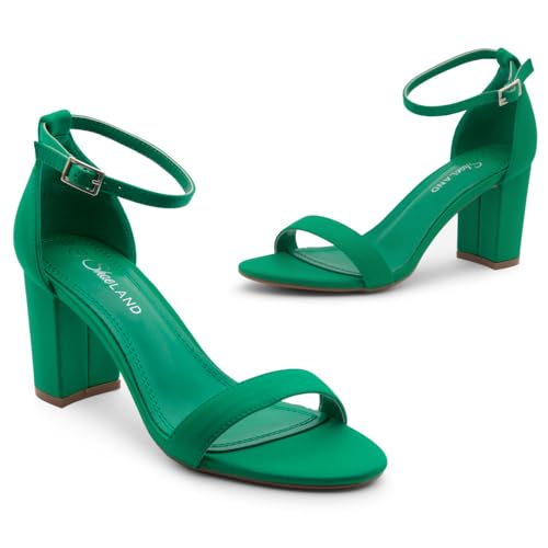 Image of Shoe Land Low Chunky Heels for Women Open Toe Ankle Strap Block Heel Sandals 3 Inch Dressy Heels for Wedding Party Date Night
