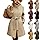 Womens Stylish Coat Wool Midi Jacket Stand Collar with Belt Coats Casual Long Sleeve Outfits Winter Slim Overcoat